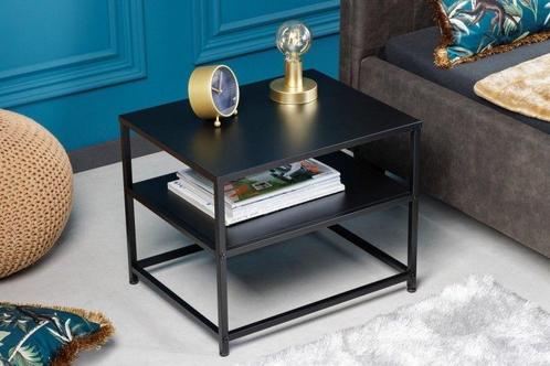 Industrieel bijzettafel DURA STEEL 50cm zwart metaal met, Huis en Inrichting, Tafels | Sidetables, Ophalen of Verzenden