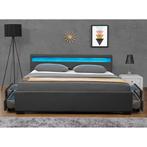 Gestoffeerd bed Lyon - 140 x 200 cm - Donkergrijs - LED Verl, Verzenden, Nieuw