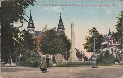 S GRAVENHAGE - Gedenknaald Koningin Emma en Regentesse Kerk, Verzamelen, Ansichtkaarten | Nederland, Verzenden