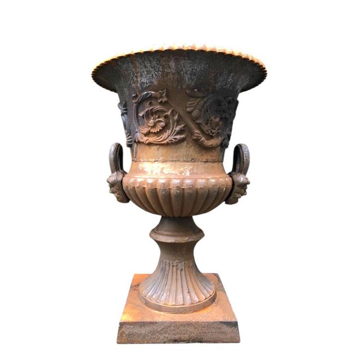 Tuinvaas – 75 cm – donker oxide gietijzer – klassiek Frans, Tuin en Terras, Tuinvazen, Ophalen of Verzenden