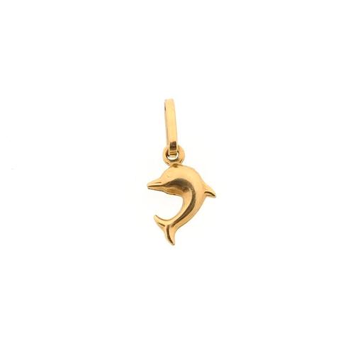 Gouden hanger van een dolfijn (ketting hanger), Sieraden, Tassen en Uiterlijk, Bedels, Gebruikt, Overige merken, Goud, Ophalen of Verzenden