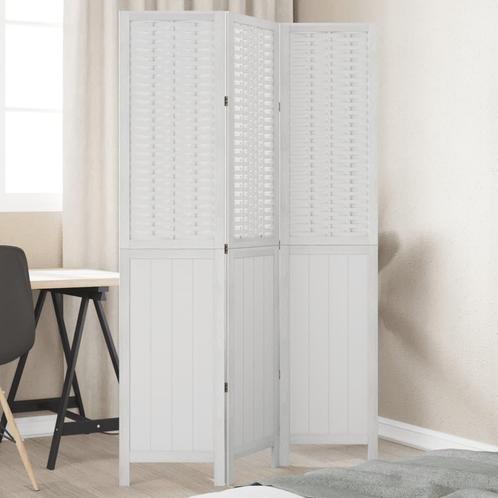 vidaXL Kamerscherm met 3 panelen massief paulowniahout wit, Huis en Inrichting, Woonaccessoires | Kamerschermen, Nieuw, Verzenden