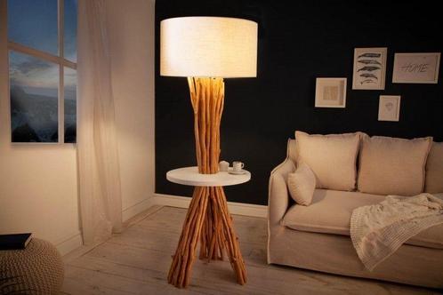 Functionele vloerlamp SERVANT 153cm massief longanhout met, Huis en Inrichting, Lampen | Vloerlampen, Ophalen of Verzenden