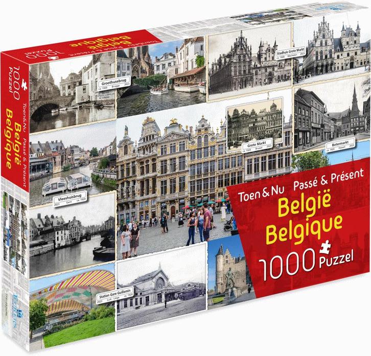 Toen & Nu - België Puzzel (1000 stukjes) | Tuckers Fun, Hobby en Vrije tijd, Denksport en Puzzels, Nieuw, Verzenden