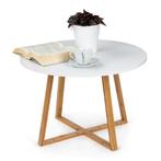 Wit MDF Bamboe Salontafel | Retourdeal | OP = OP 40% Korting, Huis en Inrichting, Tafels | Salontafels, 50 tot 100 cm, Rond, Nieuw