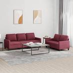 vidaXL 2-delige Loungeset met kussens stof wijnrood, Verzenden, Nieuw, Vierpersoons of meer, Stof