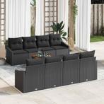 vidaXL Tuin Sofa Set 7 pcs Zwart 55 x 55 x 37 cm Riet, hout, Verzenden, Nieuw, Rotan