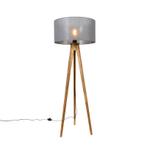 Landelijke tripod vintage hout met kap donkergrijs 50 cm -, Huis en Inrichting, Lampen | Vloerlampen, Nieuw, Overige materialen