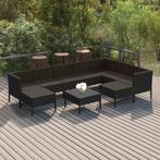 vidaXL 10-delige Loungeset met kussens poly rattan zwart, Verzenden, Nieuw, Rotan, Loungeset