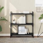 vidaXL Boekenkast 3-laags 76x32x88 cm bewerkt hout zwart, Huis en Inrichting, Verzenden, Nieuw, Overige houtsoorten