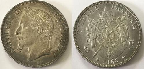 5 Franc 5 F1868 Frankreich Napoleon Iii Muenzzeichen Bb S..., Postzegels en Munten, Munten | Europa | Niet-Euromunten, Verzenden