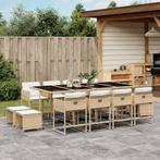 vidaXL 13-delige Tuinset met kussens poly rattan beige, 2 zitplaatsen, Nieuw, Tuinset, Verzenden