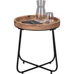 Bijzettafel - Livion Jin - Houten blad - Rond - Zwart -, Huis en Inrichting, Tafels | Eettafels, Ophalen of Verzenden, Nieuw, Metaal