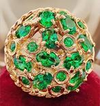Zonder minimumprijs - Ring - 9 kt. Roségoud, Zilver Smaragd, Sieraden, Tassen en Uiterlijk, Ringen, Nieuw