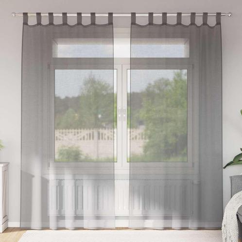 vidaXL Gordijnen voile met lussen 2 st 140x245 cm, Huis en Inrichting, Stoffering | Gordijnen en Lamellen, Grijs, Nieuw, Verzenden