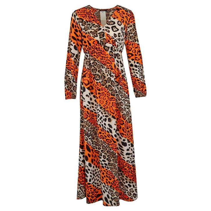 Marc Aurel • maxi jurk met luipaard print • 36, Kleding | Dames, Jurken, Oranje, Nieuw, Maat 36 (S), Verzenden