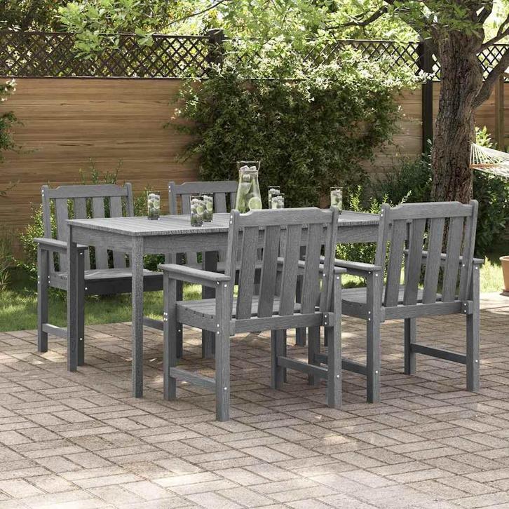 vidaXL Tuinstoel 4 pcs Lichtgrijs 65.5 x 55.5 x 88cm, Tuin en Terras, Tuinstoelen, Nieuw, Kunststof, Verzenden