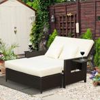 TRUUSK Poly Rotan Loungebank Tuinbank Ligstoel 2-zits Met Ku, Tuin en Terras, Tuinsets en Loungesets, Verzenden, Nieuw