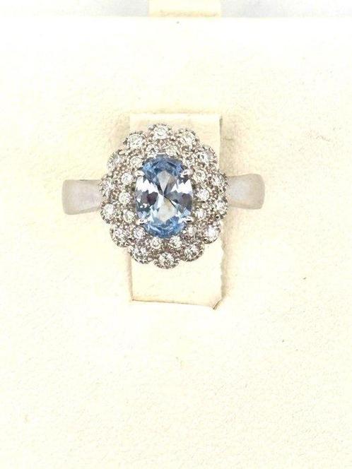 Ring - 18 karaat Witgoud - 2.00ct. tw. Aquamarijn - Diamant, Sieraden, Tassen en Uiterlijk, Ringen