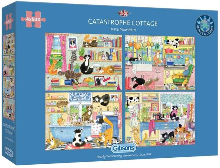 Catastrophe Cottage Puzzels (4 x 500 stukjes) | Gibsons -, Hobby en Vrije tijd, Denksport en Puzzels, Nieuw, Verzenden