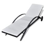 Zwarte Rattan Loungestoel met Kussen | Tweedekansje | OP=OP, Huis en Inrichting, Fauteuils, Ophalen of Verzenden, Nieuw, 150 cm of meer