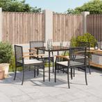 vidaXL 5-delige Tuinset met kussens poly rattan zwart, Tuin en Terras, Tuinsets en Loungesets, 4 zitplaatsen, Nieuw, Tuinset, Verzenden