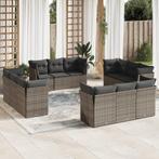 vidaXL 12-delige Loungeset met kussens poly rattan grijs, Verzenden, Nieuw, Rotan, Loungeset