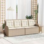 vidaXL Tuinbank met kussen Beige Poly riet, Tuin en Terras, Tuinsets en Loungesets, Verzenden, Nieuw, Rotan