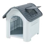 Hondenhok Bello met dakluik kunststof wit en grijs 87x72x75, Dieren en Toebehoren, Hondenhokken, Verzenden, Nieuw