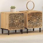 vidaXL Nachtkastjes 2 st 40x33x46 cm massief mangohout, Verzenden, Nieuw, Hout