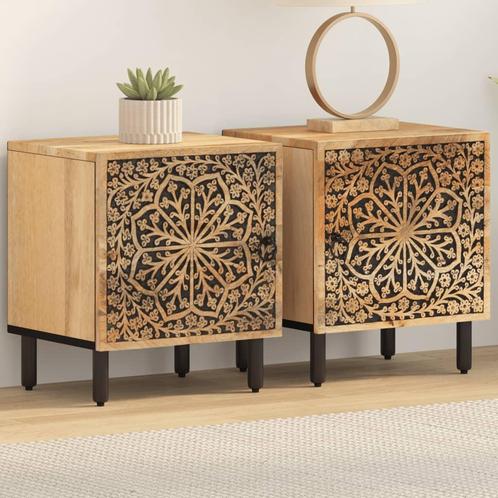 vidaXL Nachtkastjes 2 st 40x33x46 cm massief mangohout, Huis en Inrichting, Slaapkamer | Nachtkastjes, Nieuw, Hout, Verzenden