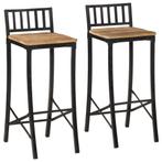 Massief Mango Barstoelen - 2 Stuks | Tweedekansje | Stoer..., Met voetsteun, Nieuw, Ophalen of Verzenden, 90 cm of meer