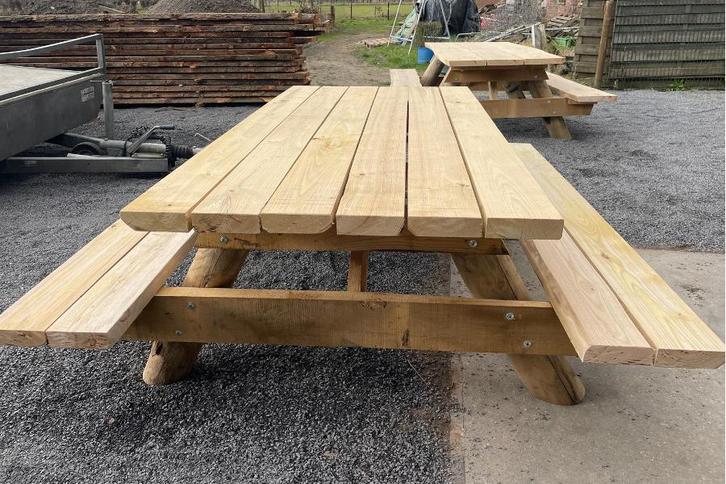 Rockwood® Landschapspicknicktafel Kastanje 200cm 2.00m, Tuin en Terras, Picknicktafels, Nieuw, Hout, Rechthoekig, Ophalen of Verzenden