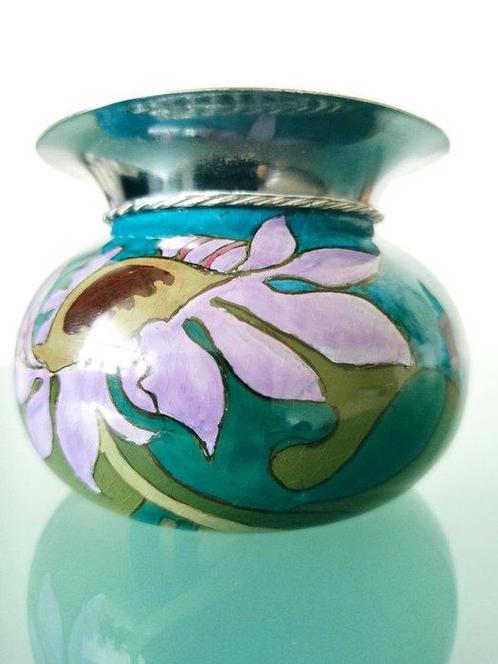Gouda plateel vaasje, Zuid-Holland - Vaas - Aardewerk,, Antiek en Kunst, Antiek | Glas en Kristal