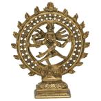 Shiva Nataraja Messing Dubbele Ring Goudkleurig - 15 cm, Verzamelen, Beelden en Beeldjes, Nieuw, Verzenden