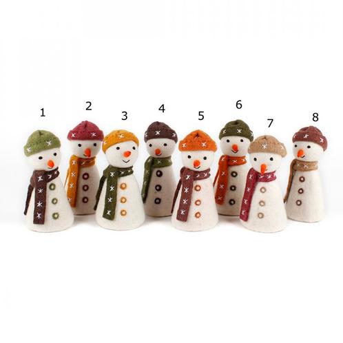 Sneeuwpop Vilt - Diverse Aardetinten - Muts & Sjaal - 14cm -, Kinderen en Baby's, Kinderkamer | Inrichting en Decoratie, Nieuw