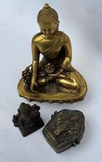 Beeld, Buddha, Ganesha & Ghau - 5 cm - Bronzen of messing, Antiek en Kunst