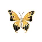 18 Krt. Bicolor gouden broche/hanger van een vlinder met..., Ophalen of Verzenden, Gebruikt, Goud, Overige merken