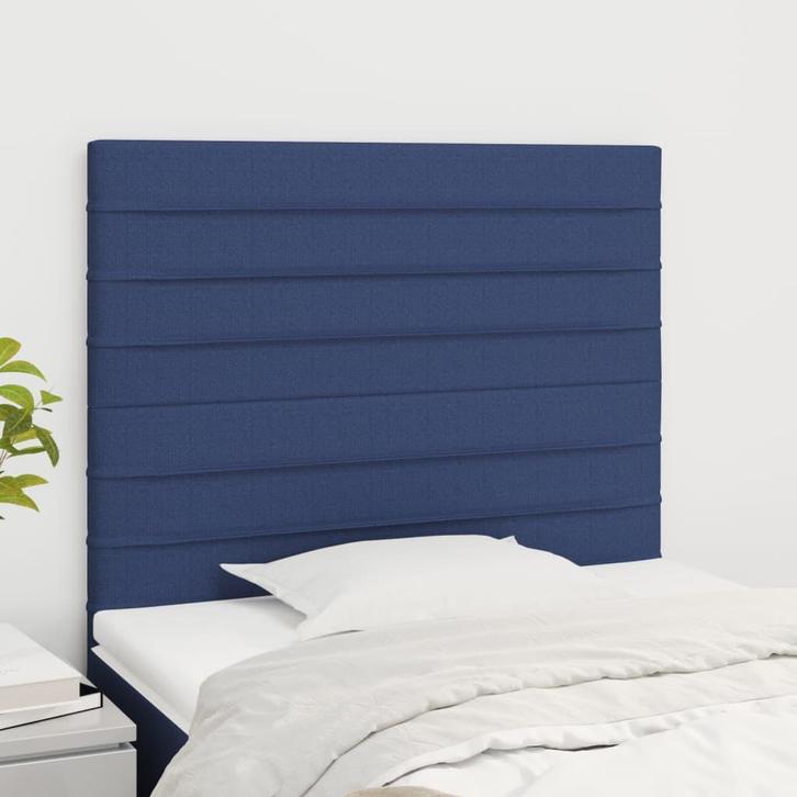 vidaXL Hoofdbord blauw 80x5x118/128 cm stof, Huis en Inrichting, Slaapkamer | Bedden, Blauw, Nieuw, Stof, Verzenden