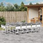 vidaXL 15-delige Tuinset met kussens textileen wit, Tuin en Terras, Tuinsets en Loungesets, Verzenden, Nieuw, Rvs, Tuinset