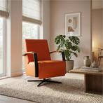 Leren draaifauteuil Mood - Toledo Orange (oranje) -, Huis en Inrichting, Fauteuils, Nieuw, Ophalen of Verzenden, 50 tot 75 cm