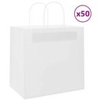 vidaXL Papieren zakken 50 st met hengsels 26x17x25 cm wit, Diversen, Cadeauverpakkingen, Verzenden, Nieuw