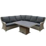 Bilbao hoek dining loungeset 4 delig grijs verstelbare tafel, Tuin en Terras, Ophalen of Verzenden, Nieuw, Wicker