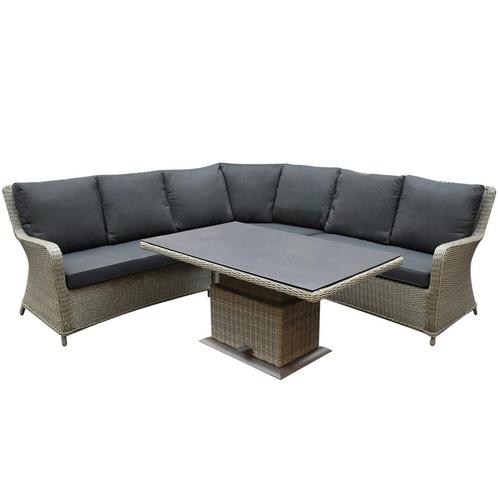 Bilbao hoek dining loungeset 4 delig grijs verstelbare tafel, Tuin en Terras, Tuinsets en Loungesets, Nieuw, Wicker, Ophalen of Verzenden