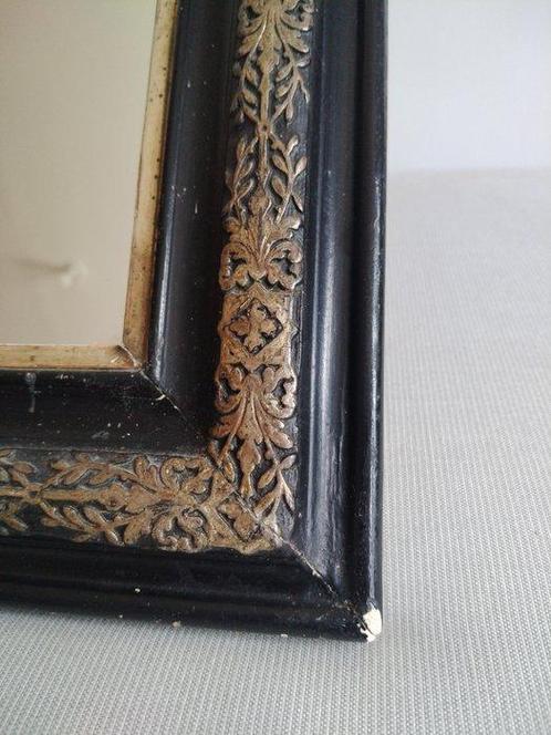 Superbe miroir Napoléon III en bois noirci et stuc doré -, Antiek en Kunst, Antiek | Overige Antiek