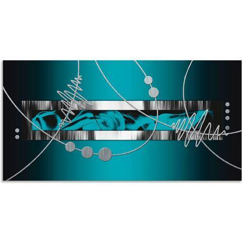 Artland Artprint Zilver abstract op petrol als artprint, Huis en Inrichting, Woonaccessoires | Schilderijen, Tekeningen en Foto's