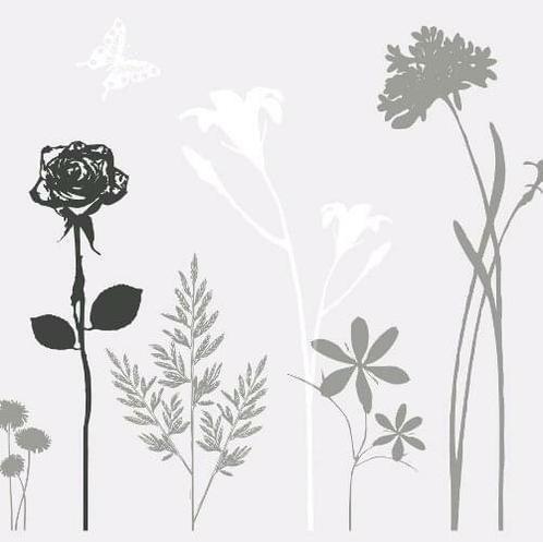 Glasfolie, Statisch raamfolie bloem en vlinder (45cm), Doe-het-zelf en Verbouw, Zeil en Folie, Nieuw