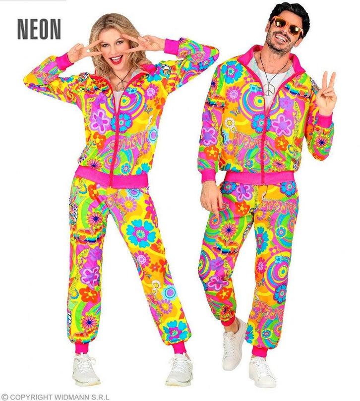 Hippie Neon Love Trainingspak - S, Kleding | Dames, Carnavalskleding en Feestkleding, Verzenden