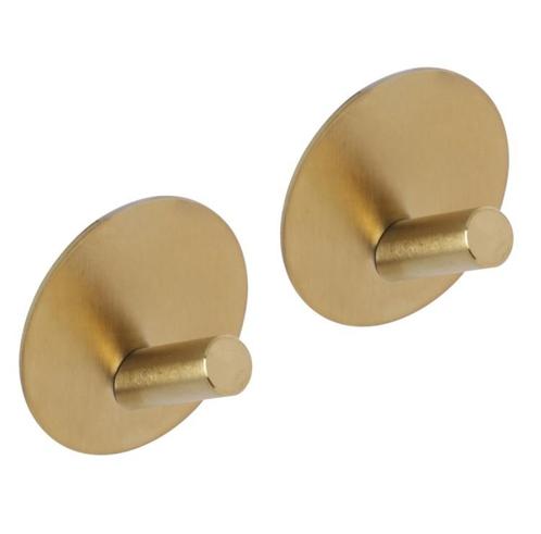 Differnz haak zelfklevend rond schuin rvs goud 2 stuks, Huis en Inrichting, Woonaccessoires | Kapstokken, Verzenden