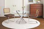 Tafel Lasi 120 cm Rond Glas, Poten Chroom (2c) - Meerdere, Huis en Inrichting, Ophalen of Verzenden, Nieuw